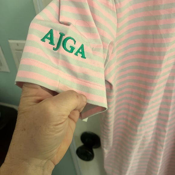 NWT Performance Ralph Lauren Pink and Green Striped Polo Shirt sz L - Picture 4 of 6